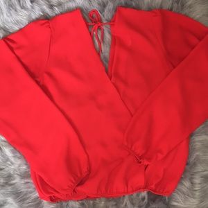 Long sleeve red dress shirt